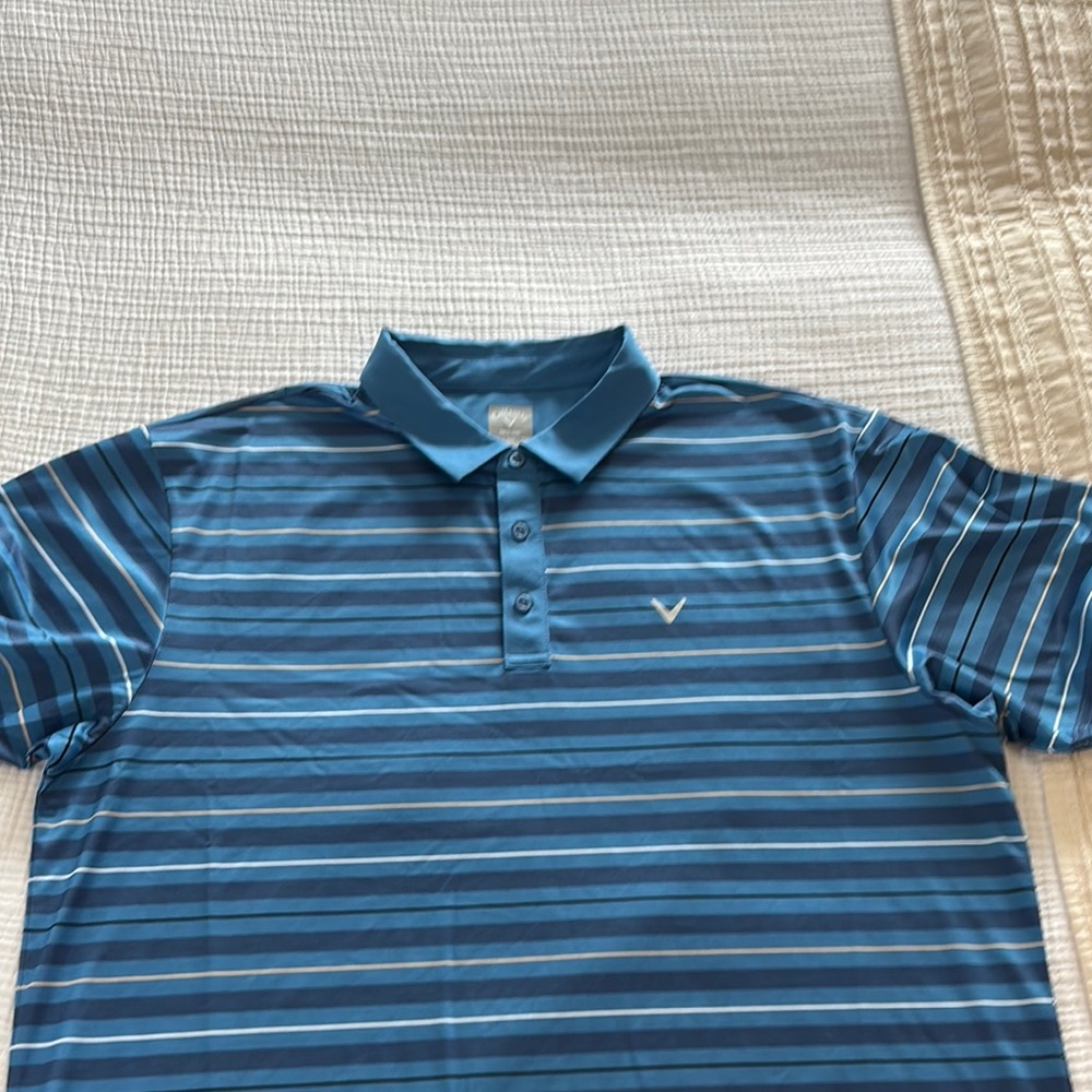 Callaway Men's Blue Striped Golf Polo Shirt